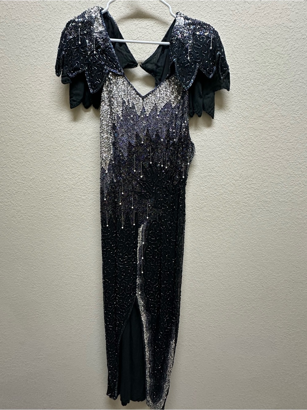 One of a kind - Beaded Black & Silver Evening Dress